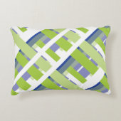 ブルーグパターン(の模様が)あるリーンストライプ アクセントクッション (正面)