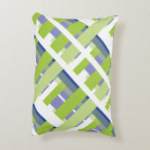 ブルーグパターン(の模様が)あるリーンストライプ アクセントクッション (裏面(縦))