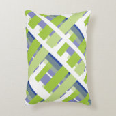 ブルーグパターン(の模様が)あるリーンストライプ アクセントクッション (正面(垂直))