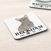 ブルーグパーソナライズされたレーフレンチブルフランスのドッグ コースター (左側)