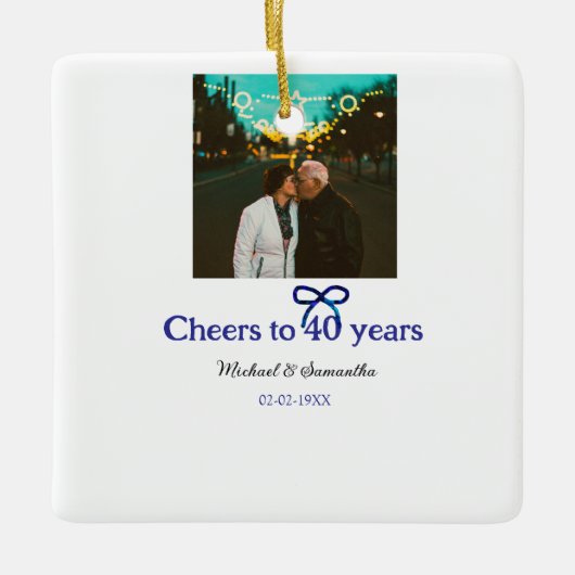 ブルーグボウ応援40周年結婚の セラミックオーナメント (正面)