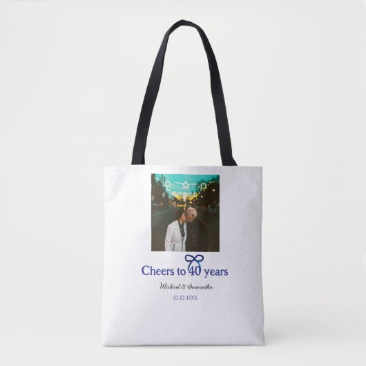 ブルーグボウ応援40周年結婚の トートバッグ (正面)