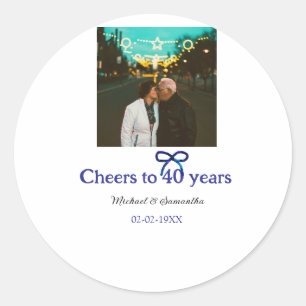 ブルーグボウ応援40周年結婚の ラウンドシール