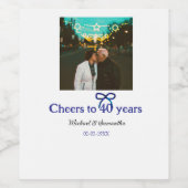 ブルーグボウ応援40周年結婚の ワインラベル (シングルラベル)