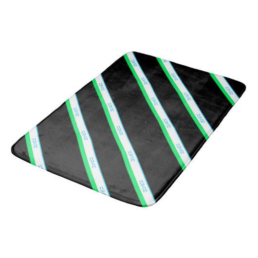 ブルーグミニマルリーンブラック大ストライプ日本文字 バスマット (アングル)