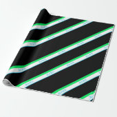ブルーグミニマルリーンブラック大ストライプ日本文字 ラッピングペーパー (アンロールド)