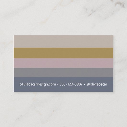 ブルーグミニマルレーオークルエレガントモダンストライプ 名刺 (裏面)