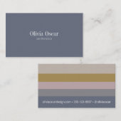 ブルーグミニマルレーオークルエレガントモダンストライプ 名刺 (正面/裏面)