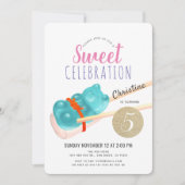 ブルーグミベアキャンディスシパーティーガール誕生日 招待状 (正面)