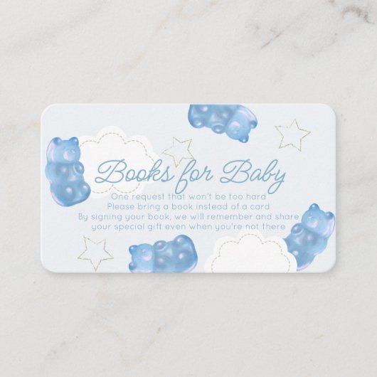 ブルーグミベア赤ちゃんシャワー予約リクエスト エンクロージャーカード (正面)