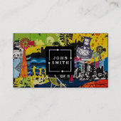 ブルーグモダンラフィティカッコいい抽象芸術アートビジネスCa 名刺 (正面)