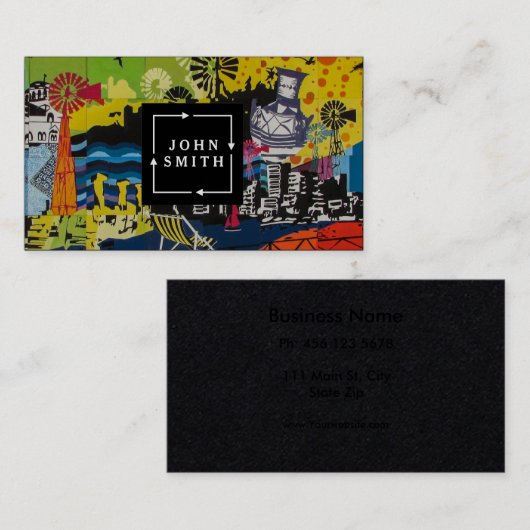 ブルーグモダンラフィティカッコいい抽象芸術アートビジネスCa 名刺 (正面/裏面)