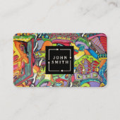 ブルーグモダンラフィティカッコいい抽象芸術アートビジネスCa 名刺 (正面)