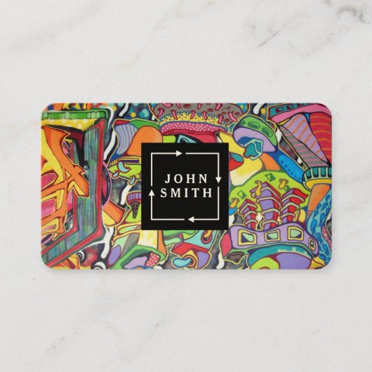 ブルーグモダンラフィティカッコいい抽象芸術アートビジネスCa 名刺 (正面)