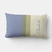 ブルーグモダンリーンクリーム名前をカスタムするカラーブロック ランバークッション (裏面)