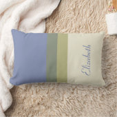 ブルーグモダンリーンクリーム名前をカスタムするカラーブロック ランバークッション (ブランケット)