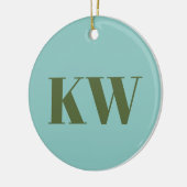 ブルーグモダンリーンモノグラムイニシャルパーソナライズされた セラミックオーナメント (左)