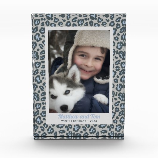 ブルーグモダンレーレオパード印刷カスタム写真 フォトブロック (正面)