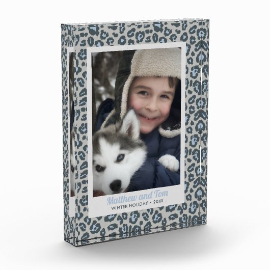 ブルーグモダンレーレオパード印刷カスタム写真 フォトブロック (左)
