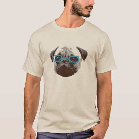 ブルーグラスのかわいいパグヒップスター Tシャツ (正面)