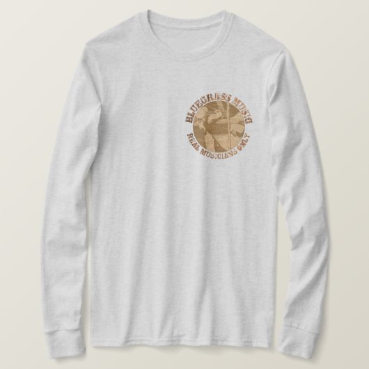 ブルーグラス・ミュージック・実在ミュージシャンのみのウッド・プレーヤー Tシャツ (デザイン正面)