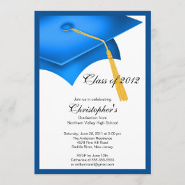 ブルーグラッドキャップ卒業パーティー招待状 招待状