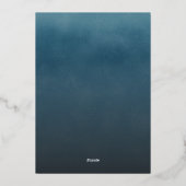 ブルーグラデーションウォーター色ミニマ結婚リストの金ゴールド 箔招待状 (裏面)