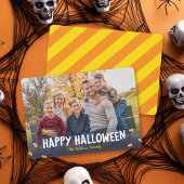 ブルーグラデーションキャンディーコーン写真ハッピーハローウィン カード