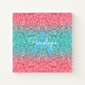 ブルーグラデーショングリッターモノグラムレシピ ノートブック (裏面)