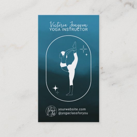 ブルーグラデーションスターヨガインストラクタースタジオ先生 名刺 (正面)