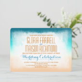ブルーグラデーションビーチ結婚式招待 招待状 (スタンド正面)