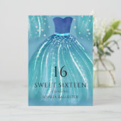 ブルーグラデーションマーメイドドレス15thスイート16パーティー 招待状 (スタンド正面)