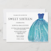 ブルーグラデーションマーメイドドレス15thスイート16パーティー 招待状 (裏面)