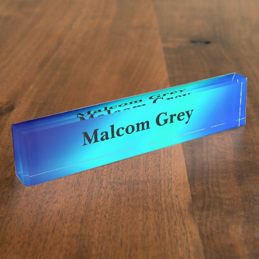 ブルーグラデーションムーンライトダブルストライプ デスクネームプレート (側面)