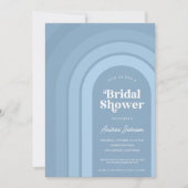 ブルーグラデーションレトロスクリプトボホレインボーブライダルシャワー 招待状 (正面)