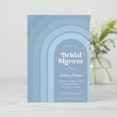 ブルーグラデーションレトロスクリプトボホレインボーブライダルシャワー 招待状 (スタンド正面)