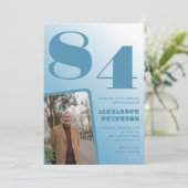 ブルーグラデーション写真 84歳の誕生日 招待状 (スタンド正面)