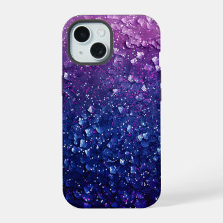 ブルーグラデーション紫ラメガーリー iPhone 15ケース