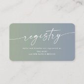 ブルーグラデーション&グリーンウェディングシャワーギフトレジストリ エンクロージャーカード (正面)