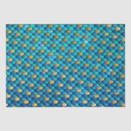 ブルーグラデーション&ゴールド箔きらめくマーメイドはかりで測 薄葉紙