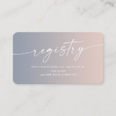 ブルーグラデーション&ピンクウェディングシャワーギフトレジストリ エンクロージャーカード (正面)
