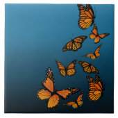 ブルーグラデーション(昆虫)オオカバマダラ、モナーク蝶 タイル (正面)