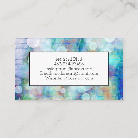 ブルーグラフィティバブル大理石抽象芸術流体アート 名刺 (裏面)