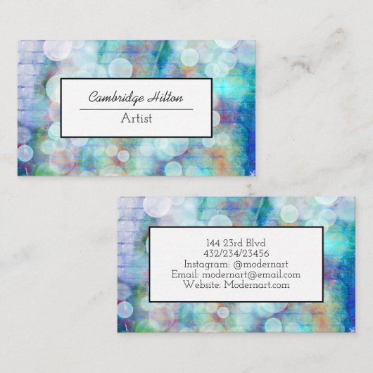 ブルーグラフィティバブル大理石抽象芸術流体アート 名刺 (正面/裏面)