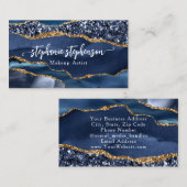 ブルーグラムグリッターアゲートファッションスタイリストモダン 名刺 (正面/裏面)