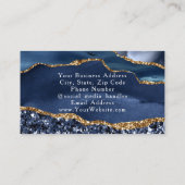 ブルーグラムグリッターアゲートファッションスタイリストモダン 名刺 (裏面)