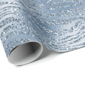ブルーグラムグリッターゼブラプリント ラッピングペーパー (ロールコーナー)