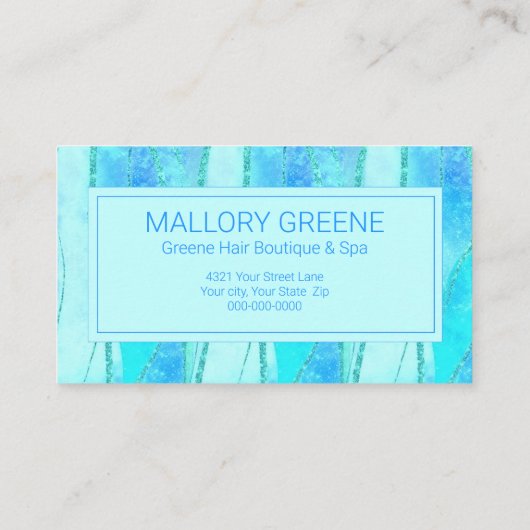 ブルーグラムスタイルラグジュアリー美しいサロンデザイン 名刺 (裏面)