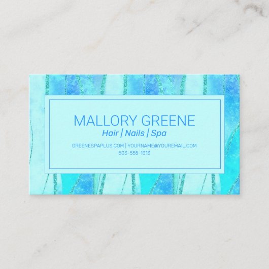 ブルーグラムスタイルラグジュアリー美しいサロンデザイン 名刺 (正面)