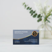 ブルーグランジ金ゴールド波電気技師 名刺 (スタンド正面)